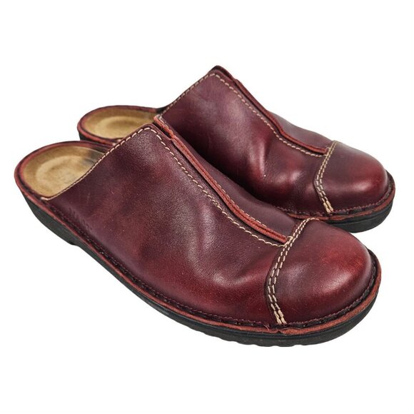 Naot Brick Red Leather Slip On Cap Toe Clog EU 41/US 10 - Picture 1 of 10